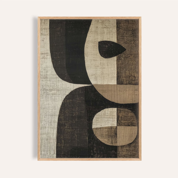 Earthy tones wall art with Wabi Sabi geometric design