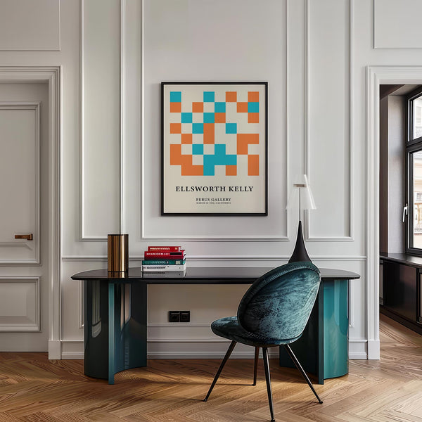 Unique large geometric wall art composition for stylish and elegant office area