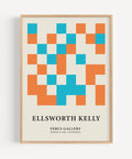 Minimalist orange blue geometric print for modern interiors
