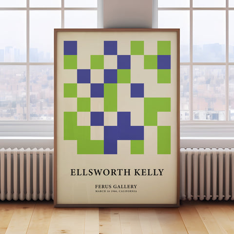 Ellsworth Kelly inspired minimalist art print with bold geometric shapes
