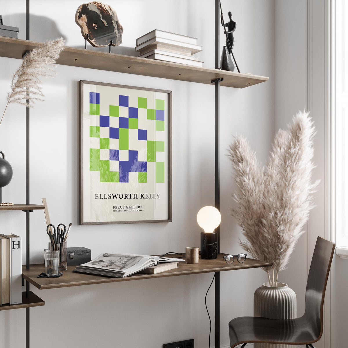 Mid-century inspired minimal wall art perfect for office spaces