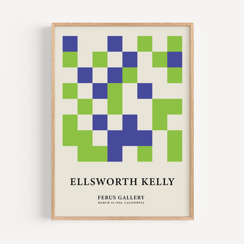 Ellsworth Kelly inspired minimalist art print with bold geometric shapes
