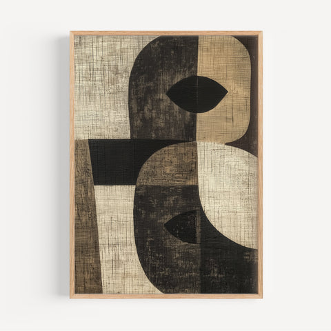 Minimalist owl-inspired abstract art print with Wabi Sabi style for modern interiors