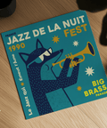 Jazz Festival Art Print with bold Blue tones for entertainment area art print