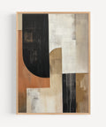 Modern Japandi-inspired wall art in black, white, beige, and terracotta, perfect for minimalist interiors
