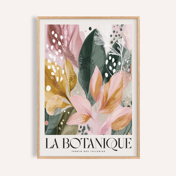 Soft pink and gold modern flower wall art for bedroom display