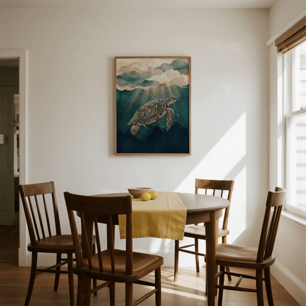 Ocean Print Decor sea turtle poster ideal for coastal office walls