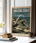 Close-up of dunes and fairway shapes in Whistling Straits Golf Poster wall art