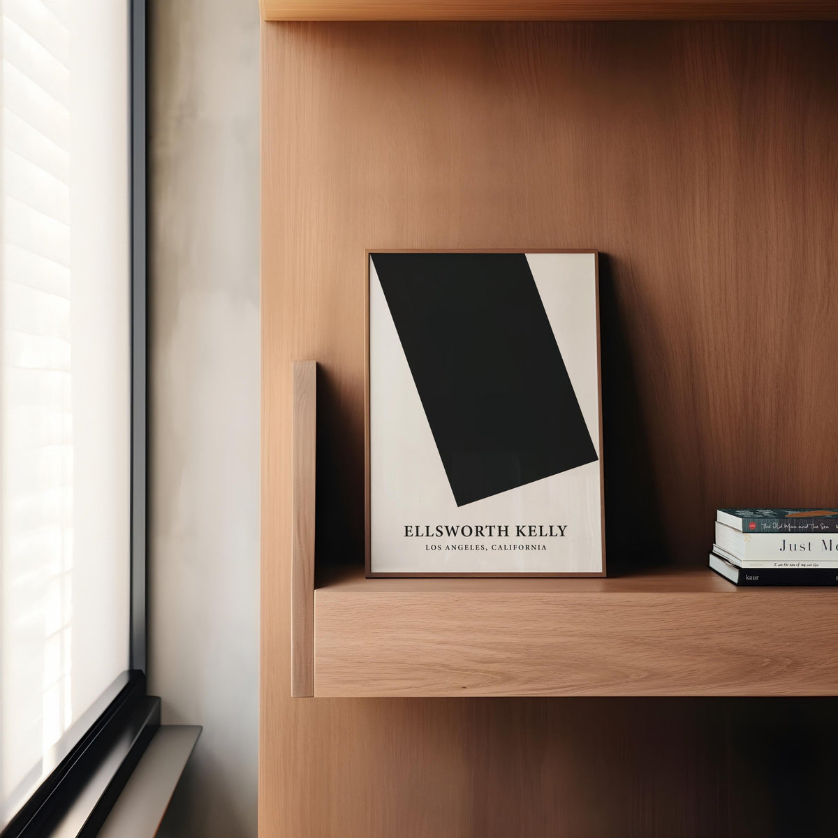 Geometric black and white office wall art for minimalist decor