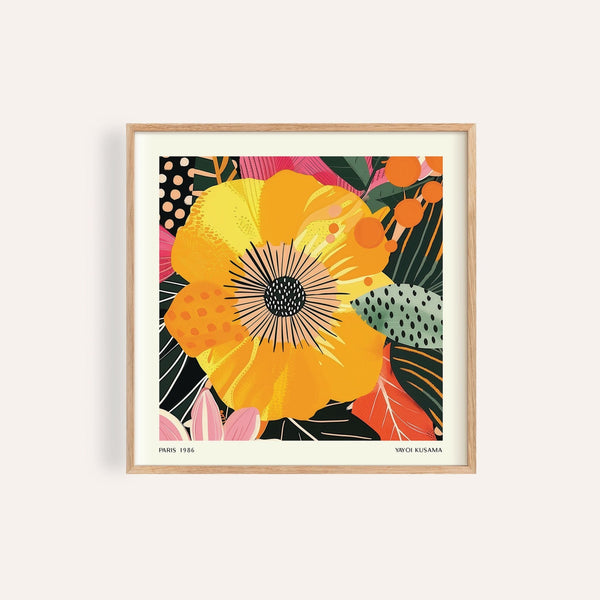 Yellow flower art featuring bold floral design