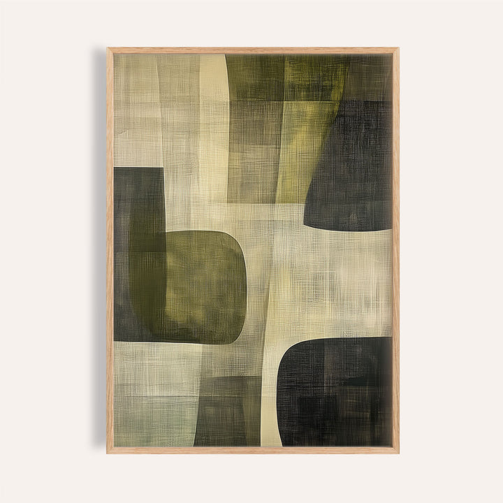 Soft green and beige abstract art print for modern bedrooms