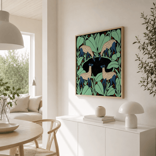 Detail crop of deer head and spotted coat on Colorful Animal Wall Art poster