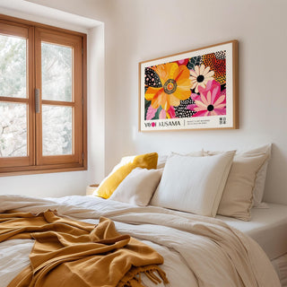 floral poster art with dynamic colour contrasts