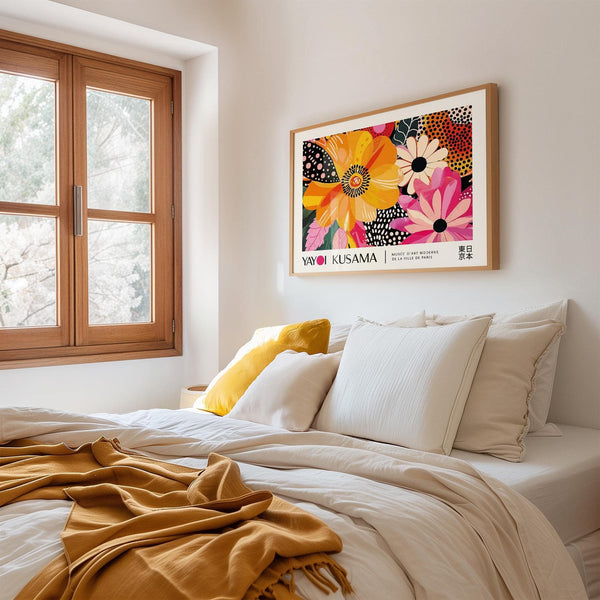 floral poster art with dynamic colour contrasts