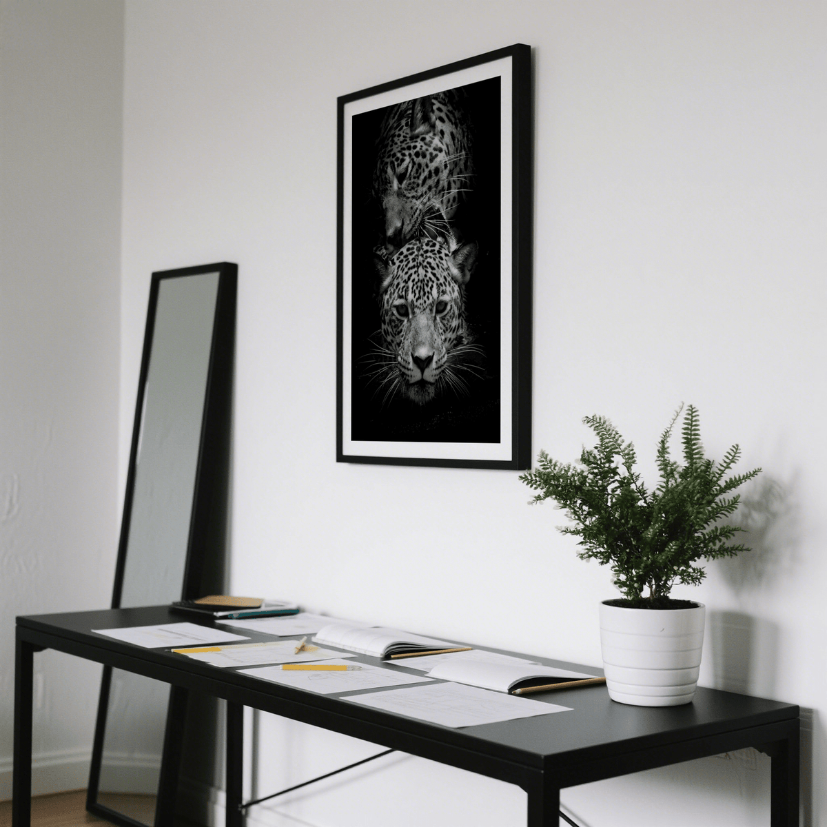 Leopard Photography Print highlighting crisp fur patterns and intense gaze
