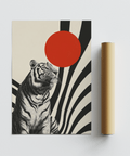 Beige background Modern Tiger Poster, ideal for office wall art