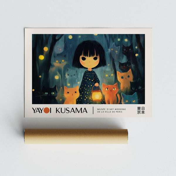 Magical scene of lantern-lit girl from anime girl poster collection