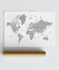 World Map Art wall art for library with Gray and White design