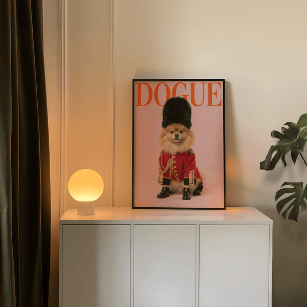 Unique Red and Gold Pomeranian Poster Print wall art for den