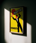 Vintage Vermouth Poster with Yellow and Red, office wall art print