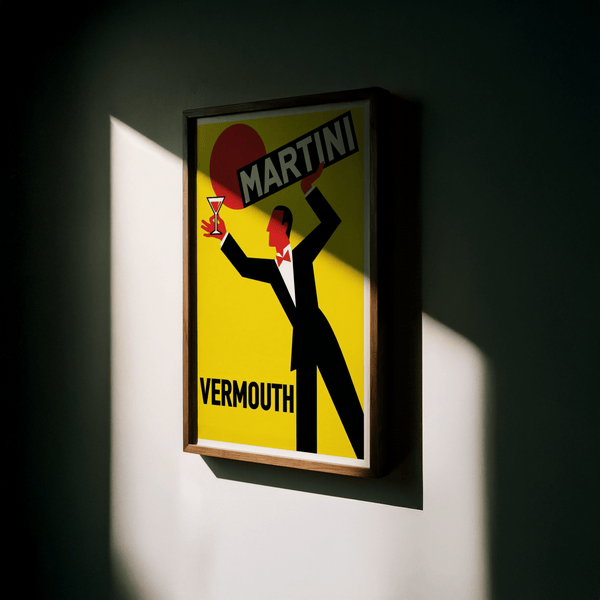 Vintage Vermouth Poster with Yellow and Red, office wall art print