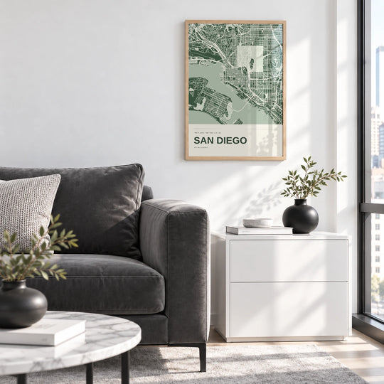 San Diego Colour Map Print — Personalised Wall Art