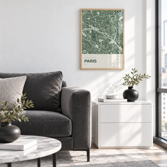 Färgglad Pariskarta på papper - personlig väggkonst