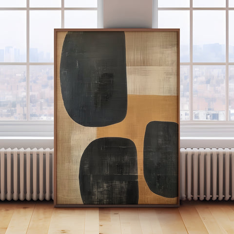 Earthbound Shapes Wabi Sabi-inspired wall art with organic geometric shapes