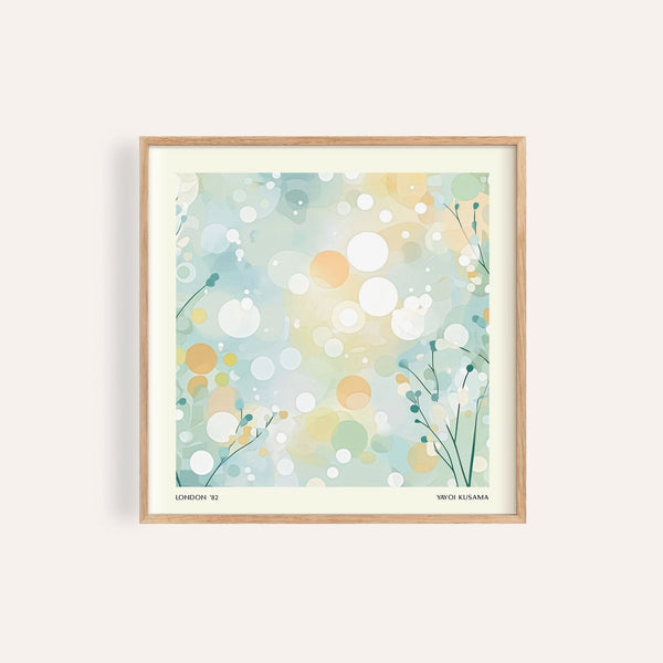 Soft pastel sitting room wall art with geometric dots for tranquil decor