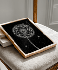 Dandelion Poster in black and white, elegant wall art for study