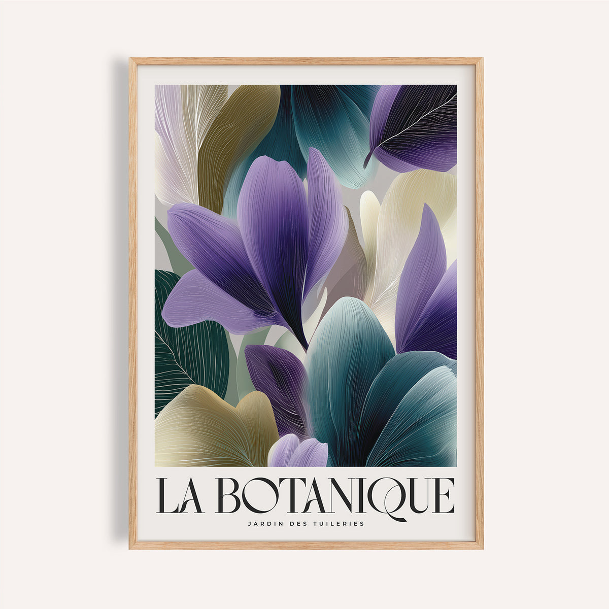 Vibrant green and violet leaf plant poster for living room walls