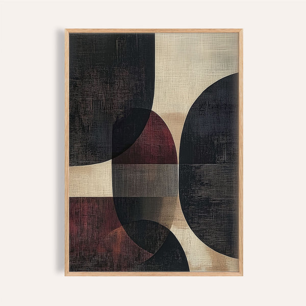 Red and black circle design in wall posters for living room