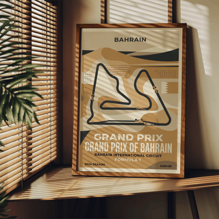 Typographic Bahrain Grand Prix Art Print with track map and Grand Prix wording