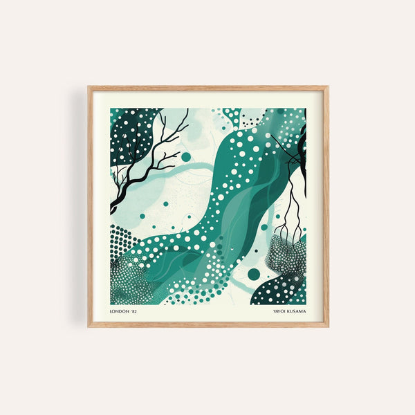 Nature wall art featuring a minimalist green landscape print