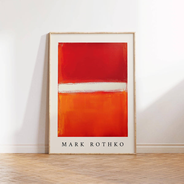 Large orange abstract art print for modern interiors