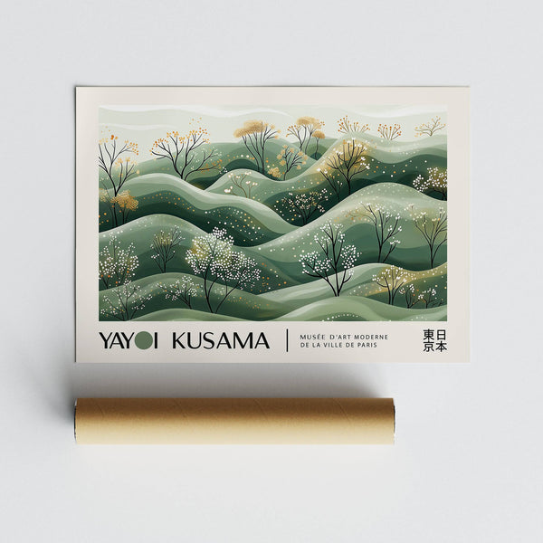 Japandi-style Landscape Art Prints with lush greenery