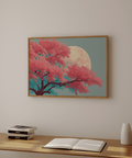 Japanese Moon Tree Art cherry tree in moonlight for contemporary halls
