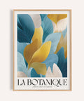 Blue and gold botanical luxurious wall art for formal living room