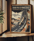 Typography detail poster print reading “Grand Prix de Monte Carlo” and “The Impossible Incline”