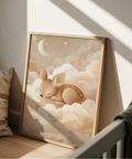 Sleeping Deer Wall Art featuring Pink and Beige for kids bedroom wall art