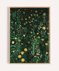 Green Decor Framed artwork with a floral pattern on a dark background