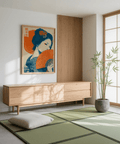 Retro Geisha Print with Orange Beige colors ideal for hallway wall art