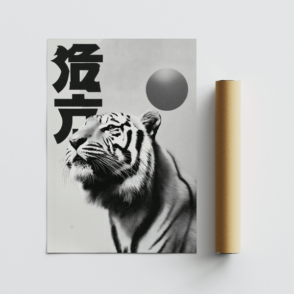 Black and White Tiger Print, black and white, office art print