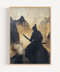 Japanese samurai wall art in Wabi Sabi style, ideal for zen and Japandi decor
