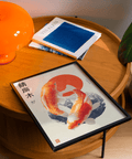 Koi Fish Art Print in red and beige, perfect for dining room wall decor