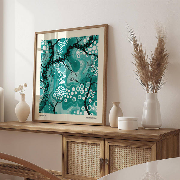 Teal abstract wall art for minimalist interiors seeking calm and balance