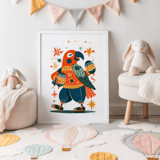 Playful Animal Poster Multicolored wall decor for classroom