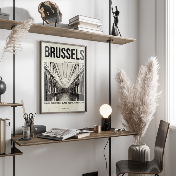 Brussels Gallery Print featuring vintage halftone photo and archive text