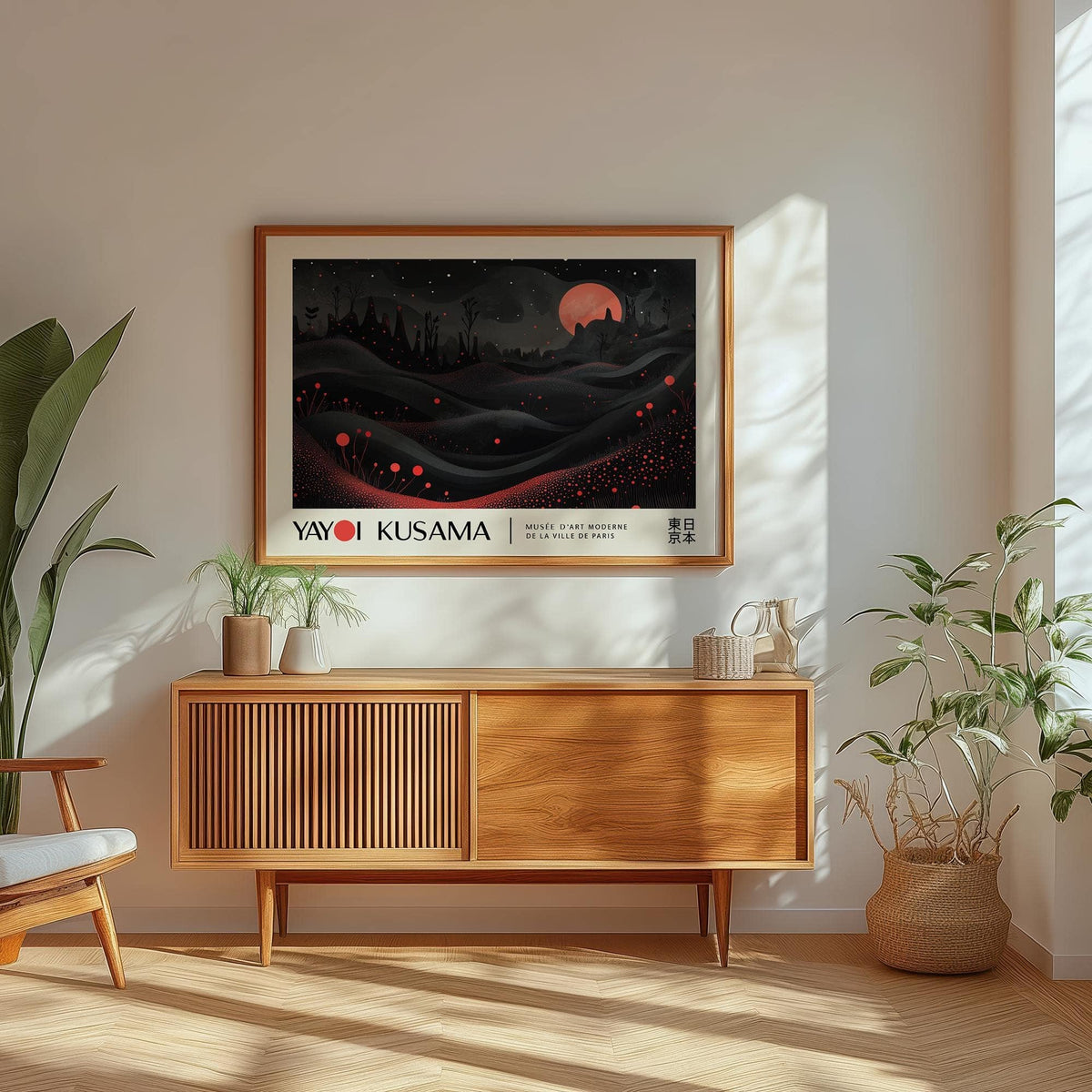 Premium-quality moon print showcasing floral and lunar elements