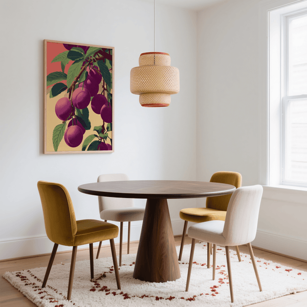 Plum Tree Poster vibrant purple and yellow for bedroom wall poster